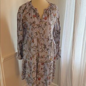 Gal Meets Glam Floral Long-Sleeve Tiered Dress in pale blue